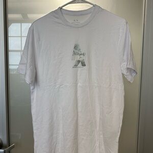 NWOT White A/X Armani Exchange Silver Logo T-Shirt Medium